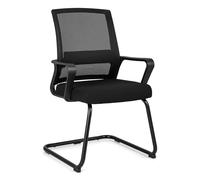 WENNEWU Office Guest Chair, Executive Office Chair, Upholstered Ergonomic Mid-Back Mesh Chair, For Reception Conference Room, Waiting Room,Black,1 Pack