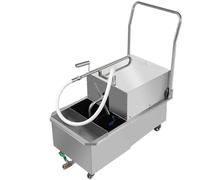 WENNEWU Oil Filter Truck, 55 L Commercial Mobile Fryer Filter Machine, Cooking Oil Filtration System, with Filter Papers, Stainless Steel, for Supermarket, Restaurant,Style A