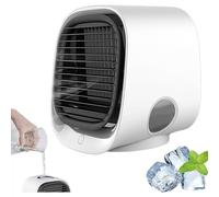 WENNEWU Portable Air Conditioner, Mini Air Cooler, 2025 New Fan, with 3-Speed Cooling, Multi-angle Wind Adjustment, Built-In Night Light for Home, Office, Apartments, Travel,White,166 * 152 * 145mm