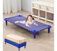 WENNEWU Portable Toddler Nap Cots, Children Naptime, Stackable Sleeping Daycare Cots for Kids, Ready-to-Assemble, Space-Saving, for Classroom Preschool,Chequered,5PCS 138cm