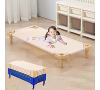 WENNEWU Portable Toddler Nap Cots, Children Naptime, Stackable Sleeping Daycare Cots for Kids, Ready-to-Assemble, Space-Saving, for Classroom Preschool,Beige,5PCS 138cm