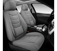 WENNFOUR Car Seat Covers Front Seats Only, Universal Luxury Automotive Car Seat Protector 2 Pack, Waterproof Breathable Nappa Leather Car Seat Cushion for Most Vehicles SUV Pick-up Truck, Grey