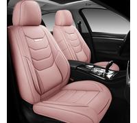 WENNFOUR Car Seat Covers Front Seats Only, Universal Luxury Automotive Car Seat Protector 2 Pack, Waterproof Breathable Nappa Leather Car Seat Cushion for Most Vehicles SUV Pick-up Truck, Pink