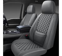 WENNFOUR Full Coverage Leather Car Seat Covers Front Pair,Waterproof Seat Covers for Cars,SUVs Trucks, Car Seat Cushion,Car Seat Protector with 2 Seats (Grey, Front Pair(driver and passanger-2 seats))