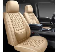 WENNFOUR Full Coverage Leather Car Seat Covers Full Set,Waterproof Seat Covers for Cars,SUVs Trucks, Car Seat Cushion,Car Seat Protector with 5 Seats (Beige, Full Set(Front and Rear-5 Seats))
