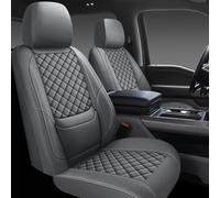 WENNFOUR Full Coverage Leather Car Seat Covers Full Set,Waterproof Seat Covers for Cars,SUVs Trucks, Car Seat Cushion,Car Seat Protector with 5 Seats (Grey, Full Set(Front and Rear-5 Seats))