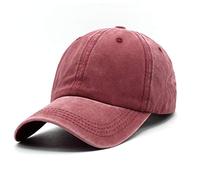 Wennmole Men Women Washed Cotton Low Profile Distressed Vintage Baseball Cap Plain Adjustable Dad Hat (Burgundy)