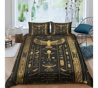 WENNUAN Ancient Egypt Duvet Cover Set 3D Print Bedding 3 Piece Bed Set Ancient Civilization Pattern Microfibre for Duvet Cover Sets With Pillowcase For Kid Teens Adults Double(200x200cm)