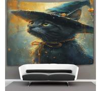 WENNUAN Cat Decorations Tapestry Wall Hanging Witch 3D Printing Wall Blanket Wall Hanging Poster for Living Room Bedroom Dorm Decor 70cmx100cm