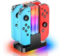 Wenocally Switch Controller Charger Dock Skins for PS Joy cons Compatible with Nintendo Switch Controller & OLED Model Controller with 6 RGB Light Modes & Timer Function