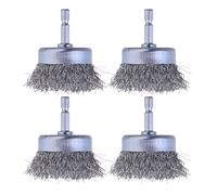 WENORA 4 Pcs Wire Cup Brush Set for Drill, Wire Brush for Drill 1/4 Inch Hex Shank, 0.010 Inch Coarse Carbon Steel Drill Wire Brush, Wire Brush Drill Attachments Rust Removal