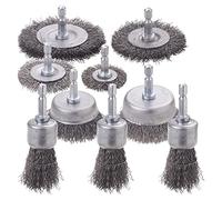 WENORA 9 Pcs Wire Brush for Drill, Coarse Carbon Steel Crimping Wire Wheel Brush, 1/4 Inch Hex Shank, Wire Brush Drill Bit for Cleaning Rust, Stripping and Abrasive