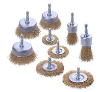 WENORA Wire Brush Set, 9 Pcs Brass Wheel for Drill, 1/4 Inch Hex Shank, Rust Cleaning & Stripping