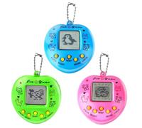 Wenosda 3PCS Virtual Cyber Pet Toy Digital Pets Game Console with Key Chain Handheld Mini Pocket Electronic Animals and Early Education Gift for Kids Children(random color, heart shape)