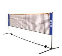Wenoup Adjustable Badminton Net Freestanding Sports Net System with Sturdy Frame Dark Mesh Panel Blue Padded Posts Black Support Suitable For Indoor Outdoor