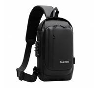 Wenoup Men's Nylon Chest Bag Water- Chest Bag with Combination Lock Lightweight for Two-Wheel Travel, Outdoor Activities, Commuting, Black