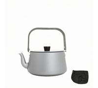 Wenoup Portable Outdoor Boiling Kettle With Curved Pouring Spout And Folding Wooden Look Handle Constructed From Lightweight Aluminum Alloy With Black Mesh