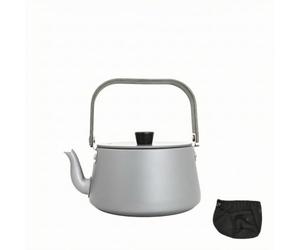 Wenoup Portable Outdoor Boiling Kettle With Curved Pouring Spout And Folding Wooden Look Handle Constructed From Lightweight Aluminum Alloy With Black Mesh