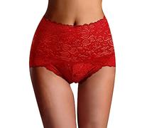 WENOVL Tummy Control Knickers,Womens Sexy and Fashionable High Waist Lace Body Shaping Underwear Molded Cup Girdles (Red-1, M)