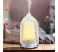 WENPHONE 7 Colors Glass Diffuser, 200ML Essential Oil Diffuser, Ultrasonic Aromatherapy Diffuser with Timer, Auto-Off Protection, Cool Mist Aroma Diffuser for Home, Office,Yoga (Silver)