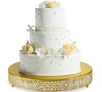 Wenqik 14 Inch Gold Cake Stand Metal Round Cake Stands Set Dessert Display Cupcake Stands Wedding Birthday Party Celebration Dessert Display Plates