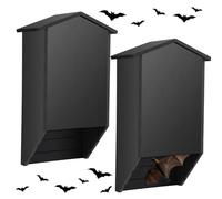 Wenqik 2 Pack Bat House for Outdoor Large Cedar Wood Bat Box for Outside Tree Weatherproof Wooden Shelter Easy to Land and Roost (3 Chamber-Pointed Roof)