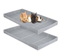 Wenqik 2 Pcs Guinea Pig Cage Liner Corrugated Plastic Base, Grey | Sturdy Plastic Cage Tray, 55 x 27 Inch Fit 2 x 4 Panel, Waterproof Easy Clean, for Hedgehogs Rabbits Pet Small Animals