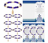 Wenqik 25 Sets Quinceanera Party Gifts Include 25 Crystal Lady Guadalupe Rosary Bracelet with Thank You Card and Organza Bag Mis Xv Años Birthday Sweet Party Souvenir for Guests, As Shown, Bracelets