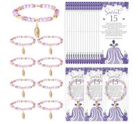 Wenqik 25 Sets Quinceanera Party Gifts Include 25 Crystal Lady Guadalupe Rosary Bracelet with Thank You Card and Organza Bag Mis Xv Años Birthday Sweet Party Souvenir for Guests, As Shown, Bracelets
