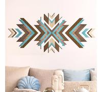 Wenqik 3 Pcs Southwest Wall Decor Aztec Wall Art Wood Art Farmhouse Rustic Bedroom Boho Tribal Modern Geometric Vintage Living Room(Blue)