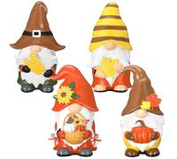 Wenqik 4 Pcs Fall Gnomes Décor Autumn Resin Gnome Figurines Thanksgiving Gnomes Decor Harvest Tiered Tray Collectible Tabletop Decorations for Home Kitchen Office Decor