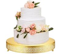 Wenqik Cake Stand 16 Inch Round Metal Cupcake Dessert Stand Wedding Cake Stand Cookies Display Holder Cake Fruit Serving Tray for Table Wedding Birthday Anniversary Christmas Party(Gold)