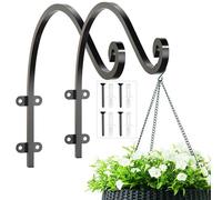 WENQUIT 2PCS Heavy Duty Hanging Plant Bracket, 16Inch Outdoor Wall Curved Hanging Bracket Hand-Forged Plant Hanger Hook for Hanging Flower Basket, Bird Feeder, Lanterns & Wind Chimes