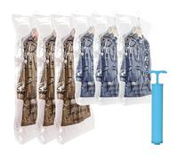 Wenrecu Hanging Vacuum Bags for Clothes, Vacuum Sealer Bags with Hand Pump, Space Saving Wardrobe Organizer, Vacuum Bags for Seasonal Clothes (90 x 70 cm x 3 + 110 x 70 cm x 3)