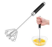 Wenrecu Semi-Automatic Spin Rotary Whisk and Hand Push Egg Beater, Stainless Steel Hand Baking Mixer, Cooking Utensils for Blending, Whisking, Beating