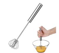 Wenrecu Stainless Steel Semi-Automatic Whisk Hand Push Rotating Manual Whisk Mixer 12inch (Silver)
