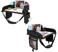 WENRENER Kids Travel Tray, Travel Tray for Kids Car Seat, Toddler Car Seat Lap Tray, Carseat Tray for Kids Travel, Carseat Table Tray for Kids Travel Activities (Black-2Pcs)