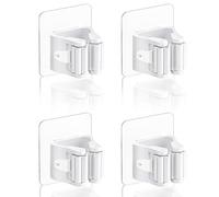 WENRENMK 4 Pcs Broom Holder Wall Mounted, Self Adhesive Broom Holder