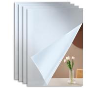 Wenrescry A4 Acrylic Mirror Tiles - Shatterproof, Moisture-Resistant, Self-Adhesive Decorative Wall Mirrors for Bathroom & Home - Set of 4