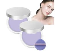 Wenrny 2 Pack Lavender Matte Powder,Oil Control Face Pressed Powder with Mini Powder Puff and Mirror,Purple Jelly Pressed Powders,Long-Lasting Waterproof Face Makeup Setting Powders (Purple, 2)