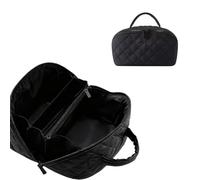 Wenrny 2026 New Travel Makeup Bag for Women,180° Wide Open Lay-Flat Cosmetic Case with Handle and 5 Compartments,Large Capacity Waterproof Travel Toiletry Bag for Brushes,Skincare & Toiletries (Black)