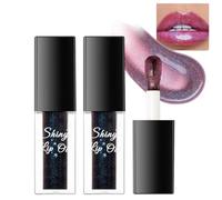 Wenrny 2Pcs Color Changing Lip Oil,Warm Change Glitter Lip Gloss with Big Brush,Non-sticky Long Lasting Nourishing Lip Glow Oil,Black Shining Lip Oil,Lip Plumper,Women Daily Lip Care Set