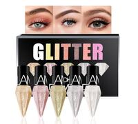 Wenrny 5 Color Glitter Diamond Eyeliner Set,Shimmer White Silver Gold Diamond Eye Liner and Eyeshadow Kit,Waterproof Long Lasting Liquid Glitter Eyeliner for Women Girls,Glitter Eye Makeup Set