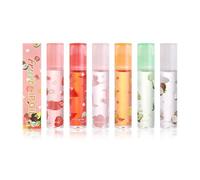 Wenrny 6 Pcs Fruit Flavors Roll-on Lip Oil Set,Hydrating Lip Gloss Set,Transparent Moisturizing Tinted Lip Balm,Non-Sticky Long Lasting Glossy Lip Make-up for Women Teen Girls,Friut Lip Glow Oil