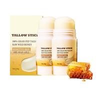 Wenrny Beef Tallow Stick,2 Pcs 40g Natural Grass Fed Beef Tallow and Honey Balm Stick for for Cracked and Dry Skin,Moisturizing Hydrates Honey Vitamin E Balm for Skin Care,Face Moisturizer