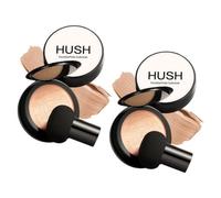Wenrny Hush Glow Cosmetics Foundation Cushion for Women,2 Pack Face Makeup Foundation with Mushroom Head Puff,Moisturizing,Long-Lasting For All Skin Types,Full Coverage Face Concealer (Natural)