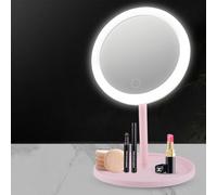 Wenrny Lighted Makeup Mirror for Women Girls,USB Rechargeable LED Vanity Mirror with Detachable Base,Touch Screen 3 Colors Adjustable Lights Desktop Cosmetic Mirror,Portable Compact Travel Mirrors