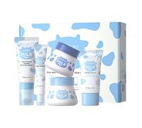 Wenrny Milk Skincare Set for Women & Teen Girl,5-In-1 Moisturizing Nourishing Milk Facial Skin Care Kit with Cream,Cleanser,Eye Cream,Moisturizer and Sunscreen,Travel Size Skin Care Routine Set