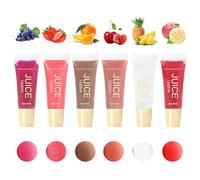 Wenrny Moisturizing Fruit Flavored Lip Oil Set,Squeeze Tubes 6 Pcs 5ml Assorted Fruit Flavored Clear Lip Gloss Set for Hydrating,Relieving Dry and Hidden Lips Lines,Makeup Lipstick for Women Girl