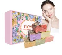 Wenrny Natural Bar Soap Set,6 Flower Scents Body Wash Soaps for Face,Handmade Moisturizing Lush Lather Hand &Body Soap Bars,Skin Cleansing Bar Soaps Set Gift for Women Men